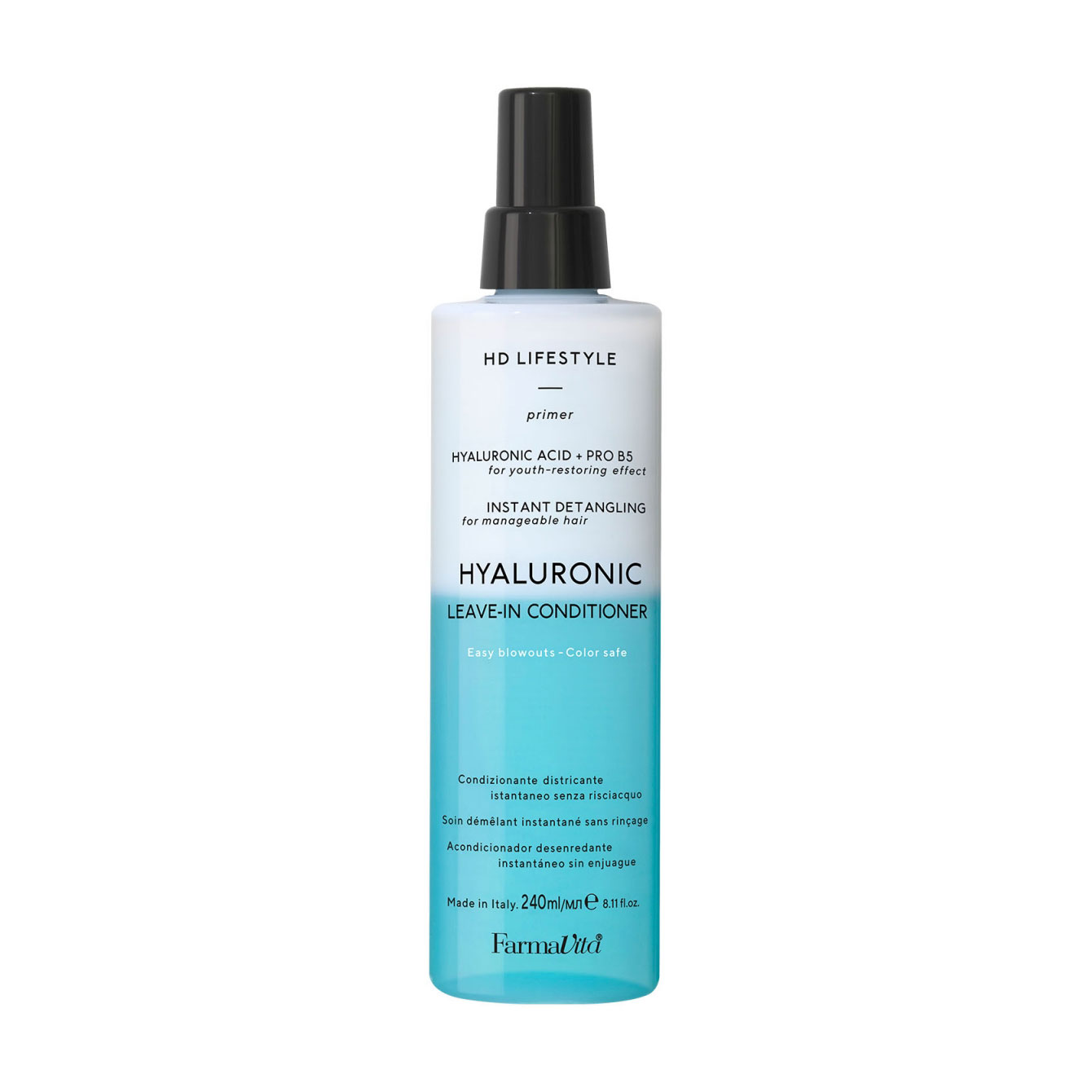 Зволожувальний незмивний спрей-кондиціонер для волосся FarmaVita HD Life Style Hyaluronic Leave-in Conditioner, 240 мл